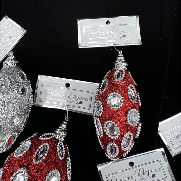 Everything Christmas, Decorations by Country Silk Red & Silver Lot Of 12 New! - Picture 5 of 12